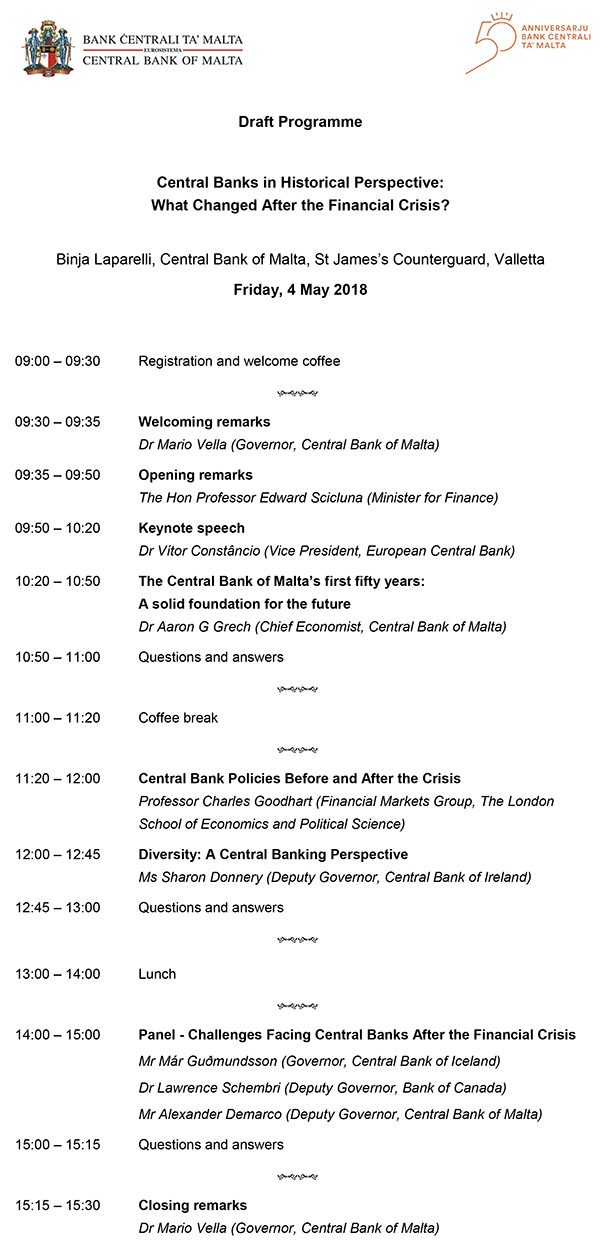 Central Bank of Malta 50th Anniversary Conference