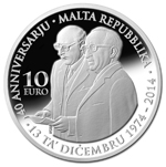 40th Anniversary of the Republic of Malta silver coin - reverse