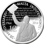 Malta Independence 50th Anniversary silver coin - reverse